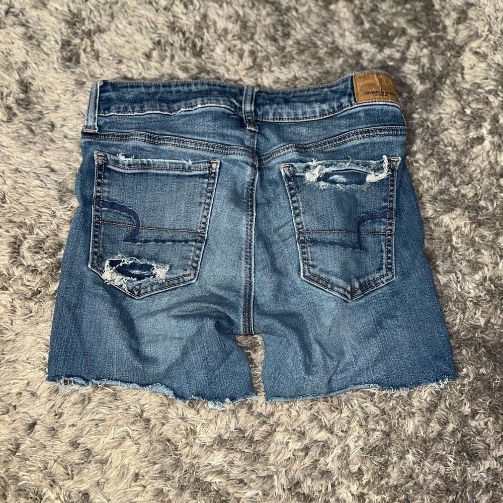 American Eagle Outfitters Blue Distressed Jean Shorts